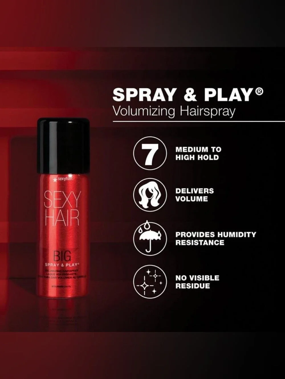 🍒 5/$20 new Sexy Hair Big Spray & Play Volumizing Hairspray Travel Luxury Salon